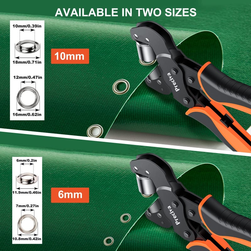 Preciva Grommet Tool Kit of 3/8"" and 1/4""  Preciva ?????????????????????????????? ???????????? ???????? Handheld Grommet kit with 400pcs Silver Grommets for Advertising Poster  Banner  Ponchos  Cardboard - Image 3